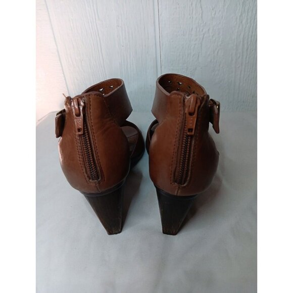 Sofft Parminda Cymbal Sandal Women's 8 M Brown Wood 2.5" Chunky Heel Cut Outs - Picture 4 of 11